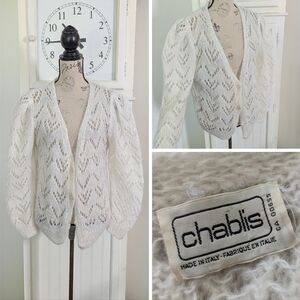 Vintage Pearl Accent Knit Cardigan Sweater